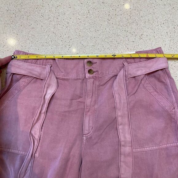 NWT American Eagle Super Hi-Rise Taper Utility Pants Womens Size 16 Pink Belted - Picture 10 of 16